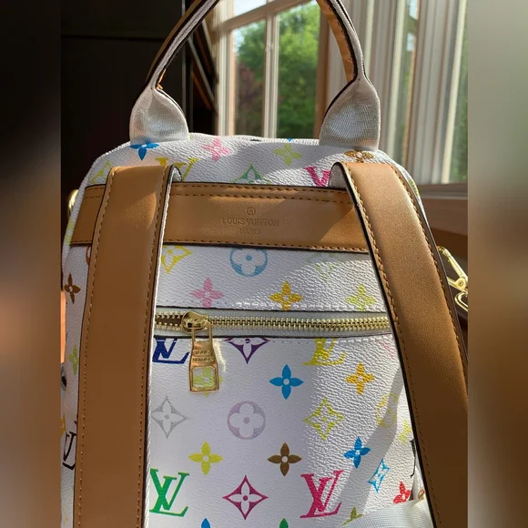 Designer-Inspired White Multicolor Backpack - Picture 4 of 10